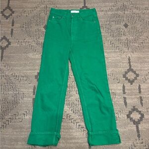 Topshop Green Straight Leg Jeans Size W26 L30 High Rise Denim